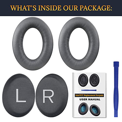 Image of SOULWIT Earpads Replacement for Bose QuietComfort 45 (QC45) /QuietComfort SE (QC SE) /New Quiet Comfort Wireless Over-Ear Headphones, Ear Pads Cushions with Softer Protein Leather - Eclipse Grey