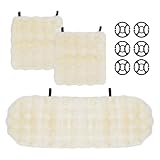 [MRG] もこもこカーシートクッション 可愛い おしゃれ シートカバー 運転席 助手席 後部座席 軽自動車 ロング ファー 座布団 車用品 (01.ひつじアイボリー, 02.3枚セット（運転席+助手席+後部座席）)