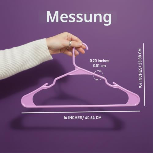 Utopia Home 50er-Pack Kunststoffbügel Platzsparende, langlebige Bügel mit Schulterrillen, rosa – Ansicht 2