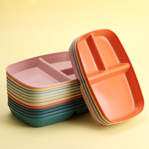 Image of Lightweight & Unbreakable Plates for Dessert, Pasta, Cereal, Camping, Kitchen, Noodles, Picnic, Snacks, Cake, Salad Dishwasher & Microwave Safe Wheat Straw Dinnerware (Random, Pack of 2)