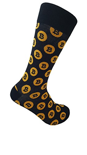 Bitcoin Men's Socks,Black, Yellow,US 7 - 13