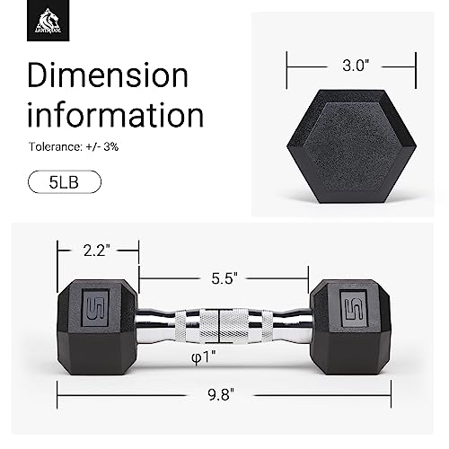 Lionscool Pvc Encased Hex Dumbbell In Pairs Or Single, Premium Hand Weight With Metal Handle For Strength Training, Resistance Training, Build Muscle And Full Body Workout, 5-60Lbs Free Weights(5Lb Pair) #TOP7