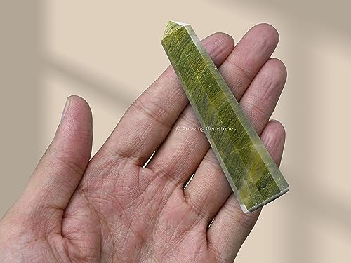 Image of Amazing Gemstone Vesuvianite Crystal Towers - Natural Healing Crystal Point Obelisk for Reiki Healing and Crystal Grid (3 inch to 4 inch INCH)