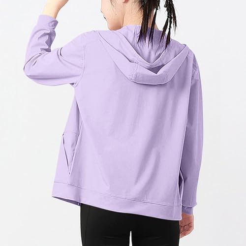 Girls Zip Up Hoodie UPF 50+ Sun Protection Jacket Long Sleeve Hooded Fishing Shirts with Pockets 4-13 Years4