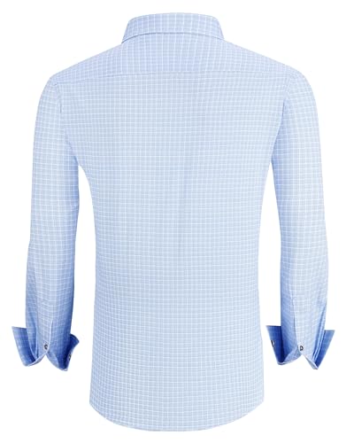 Alex Vando Mens Button Down Shirts Wrinkle Free 4-Way Stretch Print Business Casual Shirt