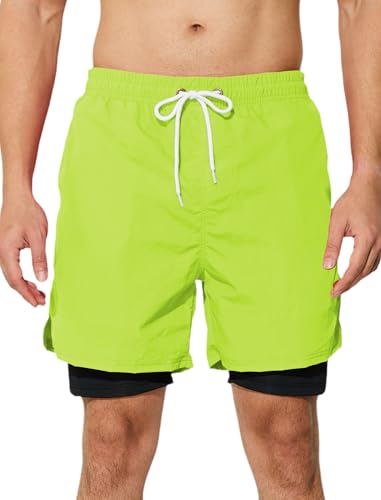 Mens Swim Trunks with Compression Liner Quick Dry 5 inch Inseam Beach Shorts Swimwear Board Shorts Bathing Suit2