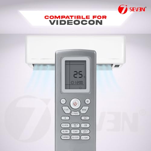 Image of 7SEVEN Compatible with Videocon AC Remote Control YT1F Model 176 Suitable for Split & Window 1 1.5 2 Ton Air Conditioner - Match Each Keys Exactly to Replicate Genuine Remote Function