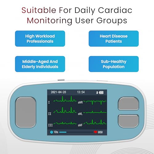 Image of CONTEC PM20 Bluetooth Portable ECG /EKG Monitor - 6-Lead Heart Rhythm & Rate Recorder, 2.4″ Color Display, Cloud Storage & App Connectivity