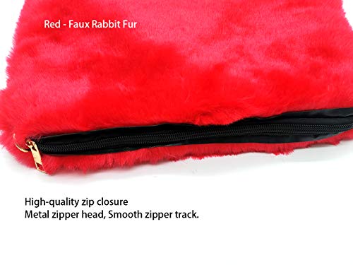 FHQHTH Faux Fox Fur Purse Fuzzy Handbags for Women Evening Handbags Al alloy Shoulder Strap4
