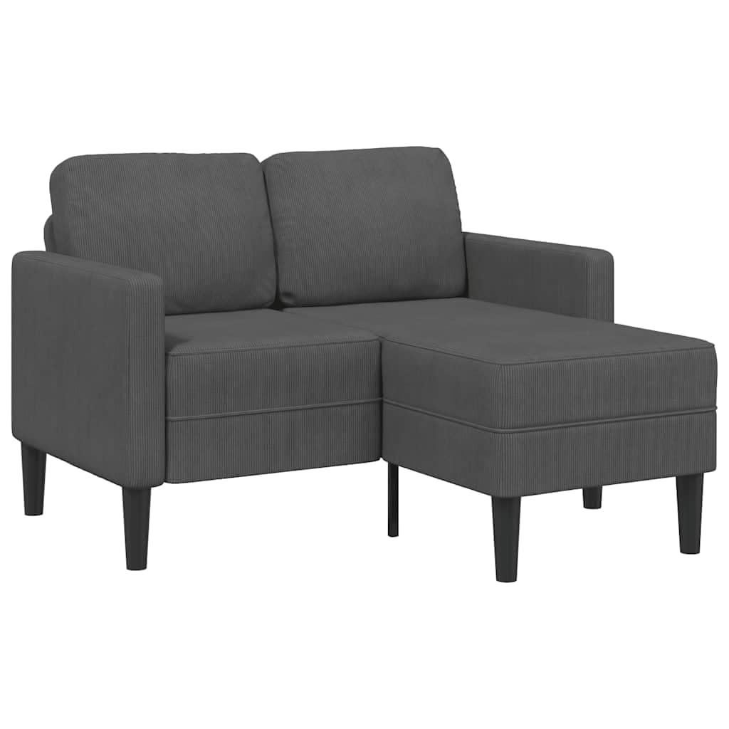 vidaXL 2-Sitzer-Sofa mit Chaiselongue L-förmig Dunkelgrau 125 cm Leinen