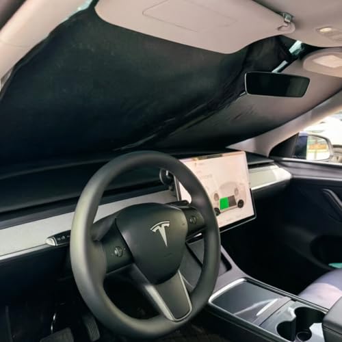 Parasol de parabrisas delantero para Tesla Model Y y Model 3 protección UV plegable 7