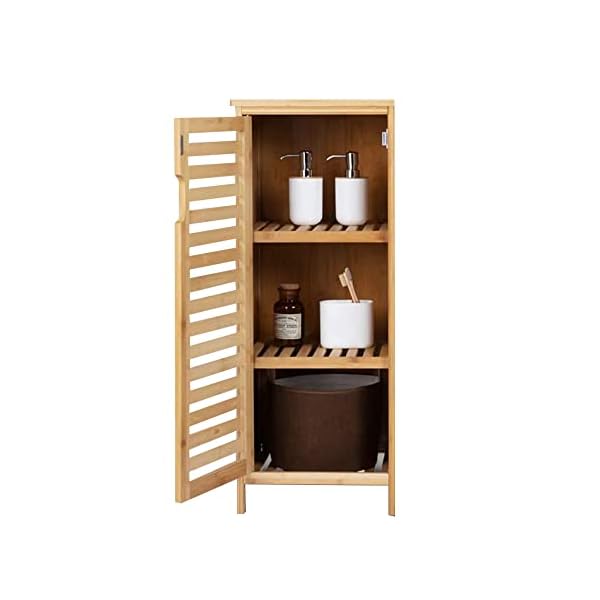 WAOHO badezimmerschränke aus Bambus,Badezimmer Regal,Sideboard Wohnzimmer,Sideboard, Badezimmer Schrank,Bad Regal stehend ，Bad Regal stehend,Küchenschrank