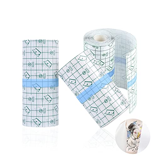 VIKSAUN 2 m x 15 cm Tattoo Aftercare Bandage Transparent Film Dressing Adhesive Bandage Second Skin Healing Protective Bandages Transparent Stretch Antibacterial Wound Dressing Tape