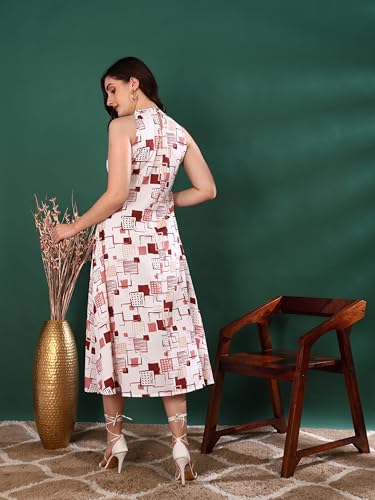 Image of Yash Gallery Women's primium Fabric Printed Midi Dress for Women & Girls