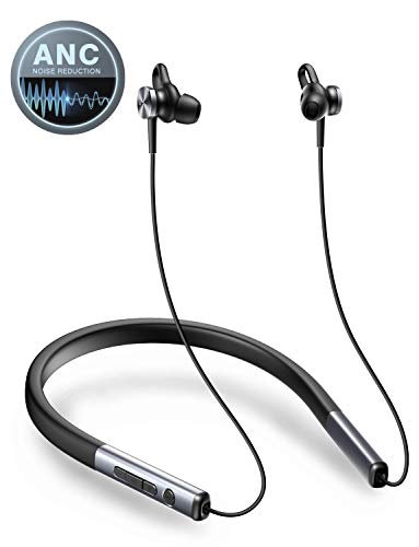 VOGEK Active Noise Cancelling Headphones, Bluetooth 5.0 Wireless Earbuds Neckband Sports Earphone Built-in