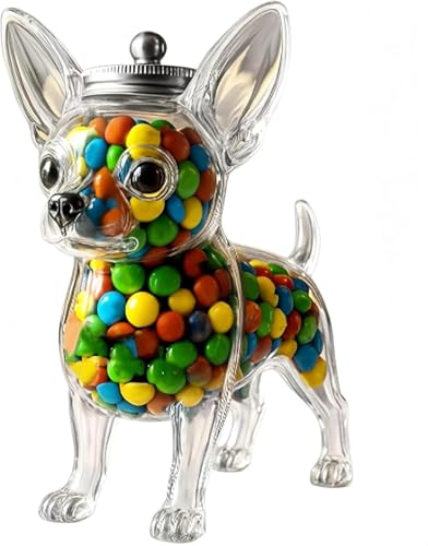 Chihuahua Glass Candy Jar, Dog Cookie Jar, Glass Dog Snacks Treat Container With Lid, Adorable Candy Jars, Pet Treat Jars, For Cookie, Candies, Coffee Pods, Pet Lovers Gifts