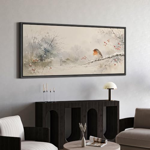Image of MUDECOR Extra Large Framed Canvas Print Wall Art Robin Art for Living Room