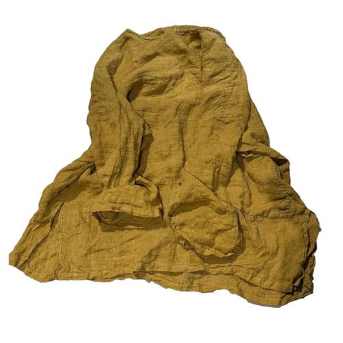 NFYM Women's Handmade Threading Linen Tunic Shirt Long Sleeve Loose Long Shirts Good for Leggings and Wide Leg Pants