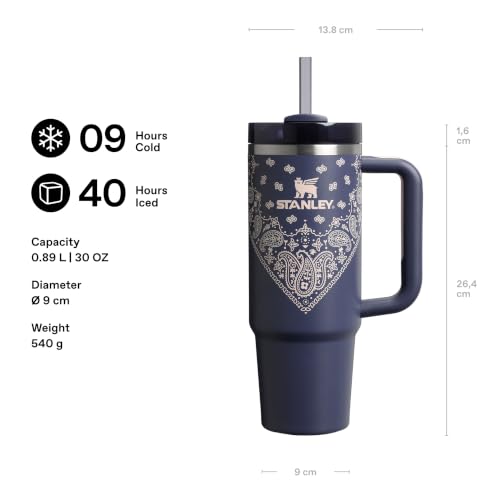 STANLEY 1913 Quencher H2.0 FlowState Trinkbecher 0.89L - Blue Corn Paisley – Ansicht 2