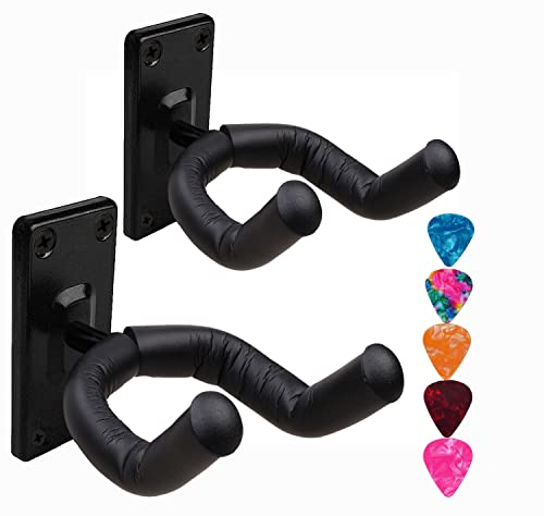 Soporte de pared para guitarra,soporte de gancho para guitarra, soporte de pared para ukelele y 5 púas de guitarra de 0,41 mm,para guitarra acústica,guitiar clásica,bajo,guitarra eléctrica,ukelele