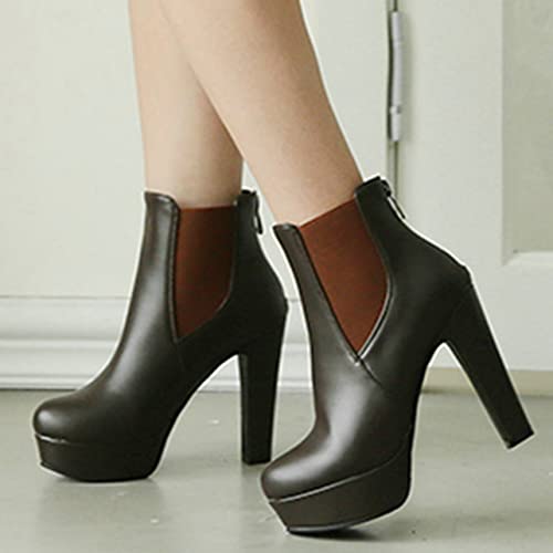 UniqueStride Womens Block High Heel Chelsea Booties Chunky Platform Ankle Boots3