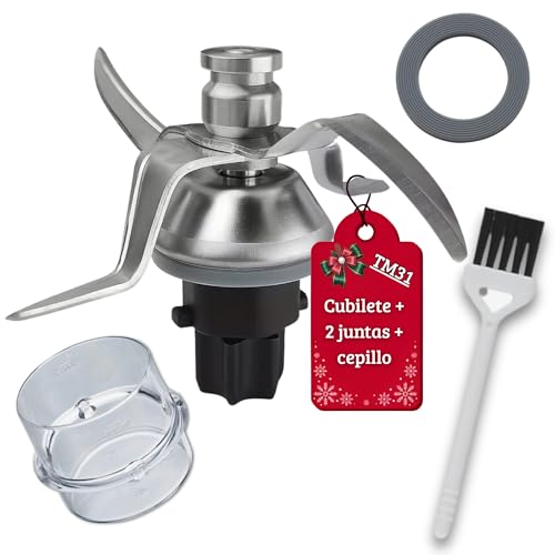 DROCODO Kit de Cuchillas Thermomix tm31 + 2 Juntas + cubilete tm31 + Cepillo | Cuchilla Thermomix...