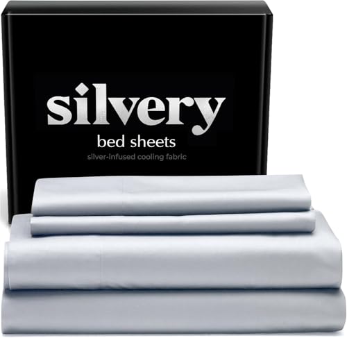 Silvery Silver Infused Bed Sheets Set - Award-Winning Self-Cooling Fabric with Self-Cleaning Silvery...