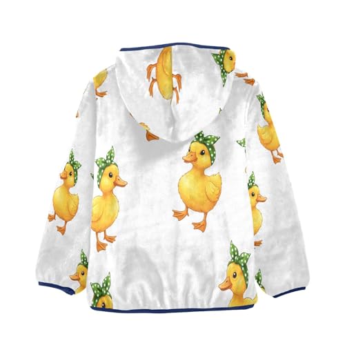 Cute Yellow Ducks with Hats Toddler Fleece Jacket Girl Boys Hooded Fleece Jacket Coat Warm Outwear Zip-up 3-10T2