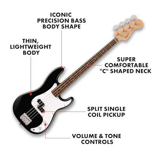 Squier Precision Bass Guitar - Debut Collection, Black & White - Image 2