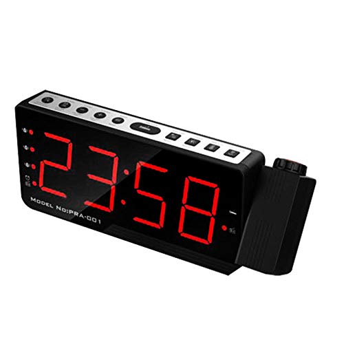 Digital Radio Wecker Projektion Snooze Timer Temperatur LED Anzeige USB Ladekabel 110 Grad Tisch Wand FM Radio Uhr Rot
