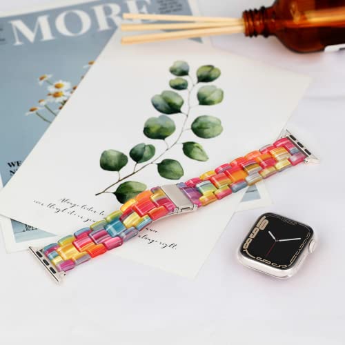 Pleixiu Compatible With Iwatch Band 38Mm 40Mm 41Mm 42Mm 44Mm 45Mm 49Mm Lightweight Resin With Stainless Steel Buckle For Apple Watch Ultra Series 8 Series 7 Series Se 6 5 4 3 2 1 Women Men-Rainbow For Starlight #TOP5
