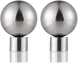 Lister Cartwright 19mm Curtain Pole Ends Finials Pack of 2 Adjustable Screws Available in Colours Brushed Steel (Metal Ball Finials)