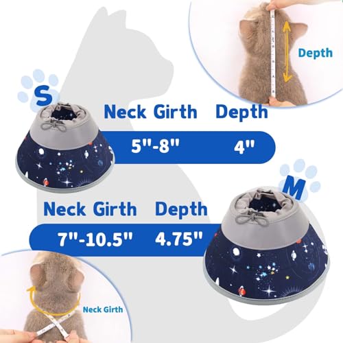 Image of Cat Cone Collar Soft, Comfortable Cat Recovery Collar Pet Cone for Small Large Cats, Lightweight Elizabethan Collar for Cats Kittens After Surgery Prevent from Licking Wounds, Star, S