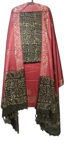 Image of STB-SILK TEXTILES BHAGALPUR Women's Bhagalpuri Cotton Silk Batik Print Unstitched Salwar Suit Dress Material With Dupatta | Women's Dress Material For Girls