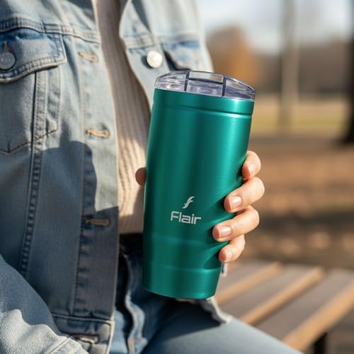 Image of FLAIR Moka Vacuum Insulated Coffee Mug 500ml -Lacquer Green,Hot & Cold,Leak-Proof,Easy to Clean,Travel Mug