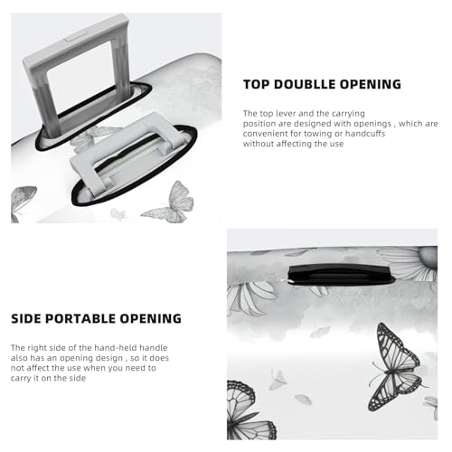 Housse valise imperméable motif papillons protège bagage élastique blanc L - 6
