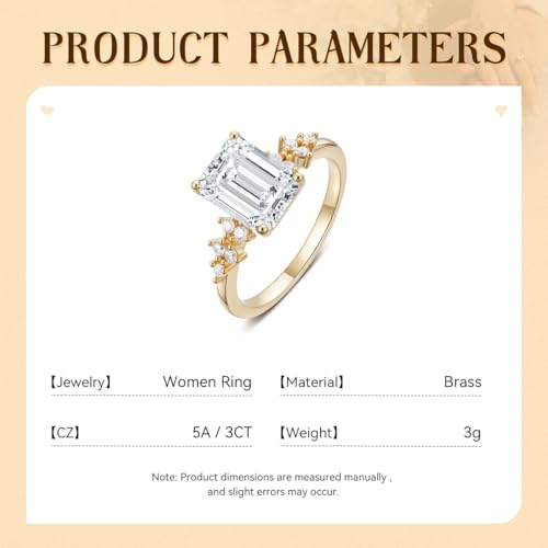 Zoesky 3CT Engagement Rings for Women Princess Cut 5A Cubic Zirconia Wedding Promise Rings for Her Women Jewelry for Christmas Birthday Gift for Women (5) - image 7