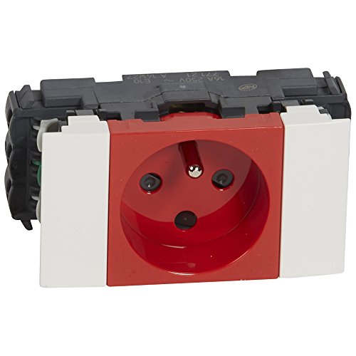 prise pour goulotte à clippage 2p+t, 2m legrand mosaic rouge