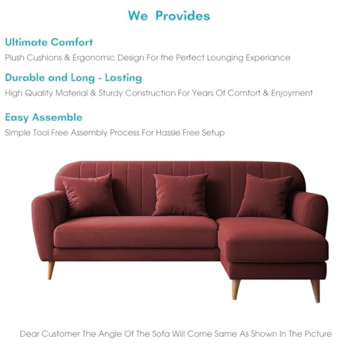 Image of Atticus RHS 4 Seater L Shape Sofa Set for Living Room (Maroon Fabric) Premium Fabric Sofa Set