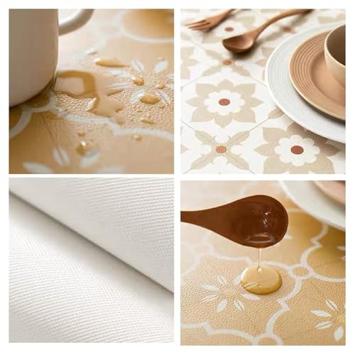 Image of Faux Leather Dining Table Placemats | Heat Insulation & Stain Resistant Waterproof Non Slip Dinner Table Mats | Perfect for Home, Kitchen, Restaurant, Office (Mustard, Set of 6)