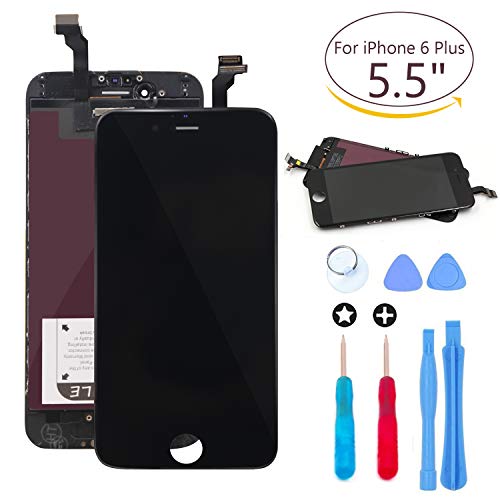 Ibaye - Para iPhone 6 Plus Negro Reemplazo de Pantalla Digitalizador Táctil LCD de Repuesto con Herramientas