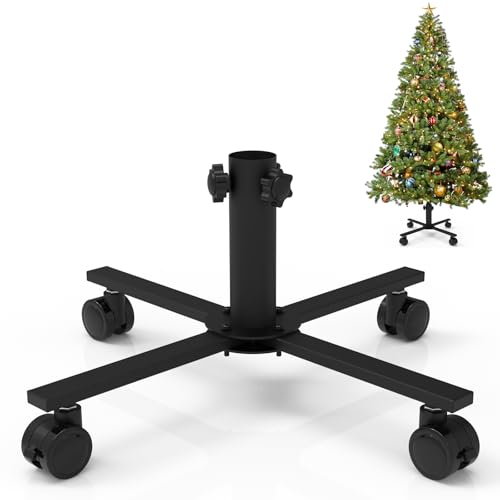 tonhui Christmas Tree Stand for Artificial Tree Replacement Xmas Tree Stand Base with Universal Wheel for 90 to 180cm Artificial Trees Black