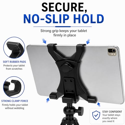 Image of Acuvar Tablet Tripod Mount (Universal) for Apple iPad, iPad Air, iPad Mini & Most Other Tablets + an eCostConnection Microfiber Cloth