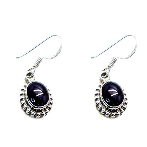 Boucles d'oreilles grenat naturel hypoallergénique argent crochet