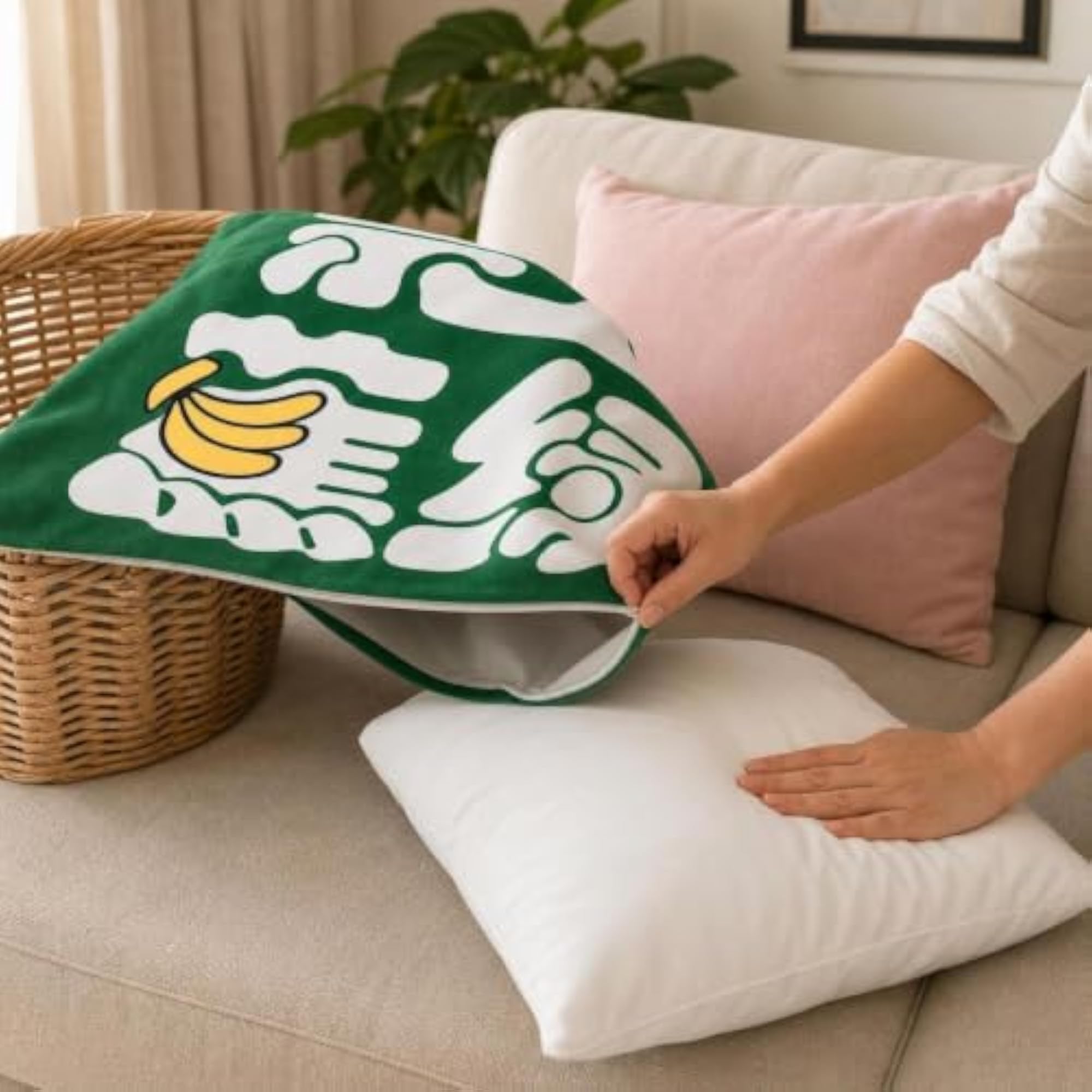 Double-Sided Decorative Throw Pillow Cover, Fun Text Design
