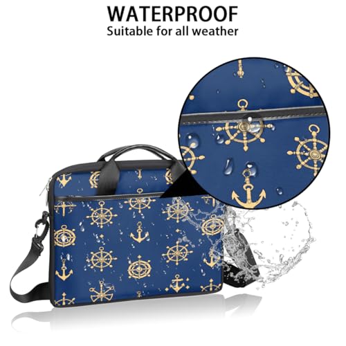 Maletín elegante para laptop de 15 pulgadas con diseño de ancla marina y timón, funda delgada para computadora portátil con correa para hombro, maletín ejecutivo para mujeres y hombres, bandolera para oficina, trabajo y viajes miniatura 3
