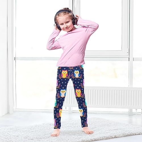 Flat Owls Girls' Leggings Toddler Doodles Cute Kids Yoga Pants Dance Active Tights 6T4