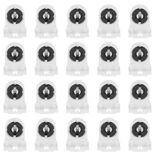 PATIKIL Lampada Presa T8, 20pz Fluorescente Luce Supporto, Portalampada/G13 Lampada Fluorescente Attacco per Sostituzione Tubi Fluorescenti Integrati a LED, Bianco Nero