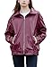 FSVABY Womens Oversized Faux Leather Motocycle Jacket Zip Up Outwear Coat with Pockets (Wine Red, Small)