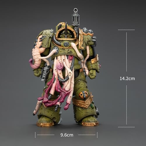 Image of JOYTOY Death Guard Blightlord Terminator 2 Warhammer 40K 1 /18 Action Figures Death Guard Blightlord Terminator 2 with Flail of Corruption Collectible Model 5.5Inch Birthday Gift 5.51 inch JT02878